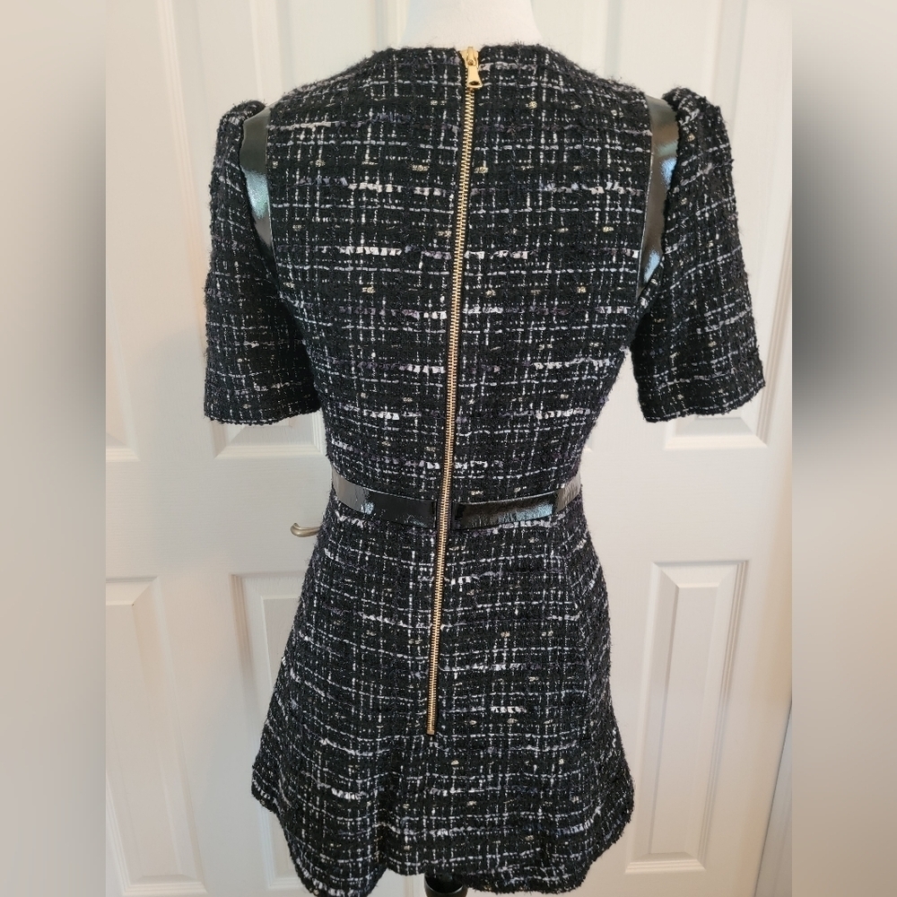EUC Milly Tweed Romper With Patent Leather/Gold Zipper Details Size 4 - Picture 4 of 12